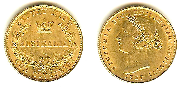 Australian Sovereign 1857 PCGS MS61